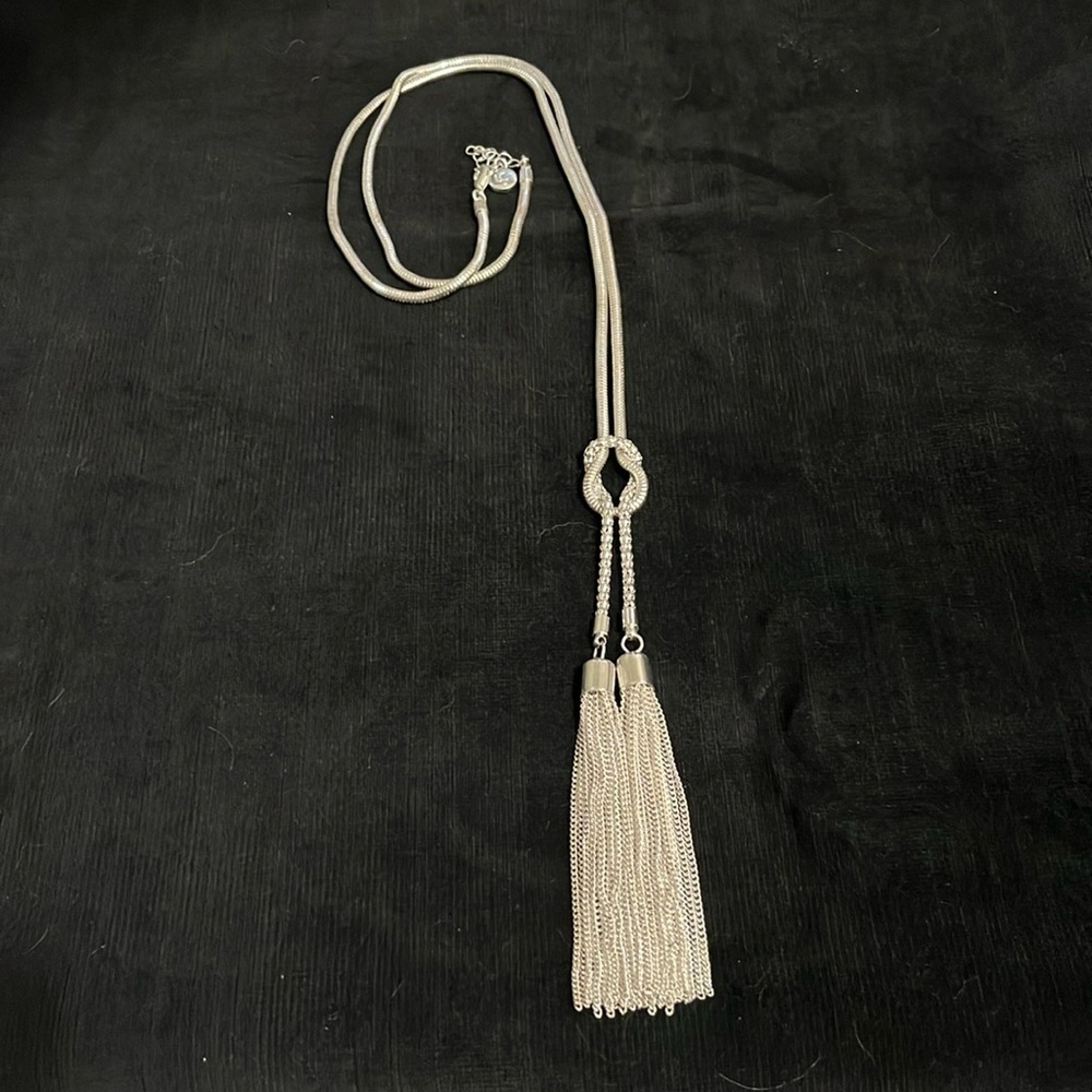 Silvertone tassel necklace